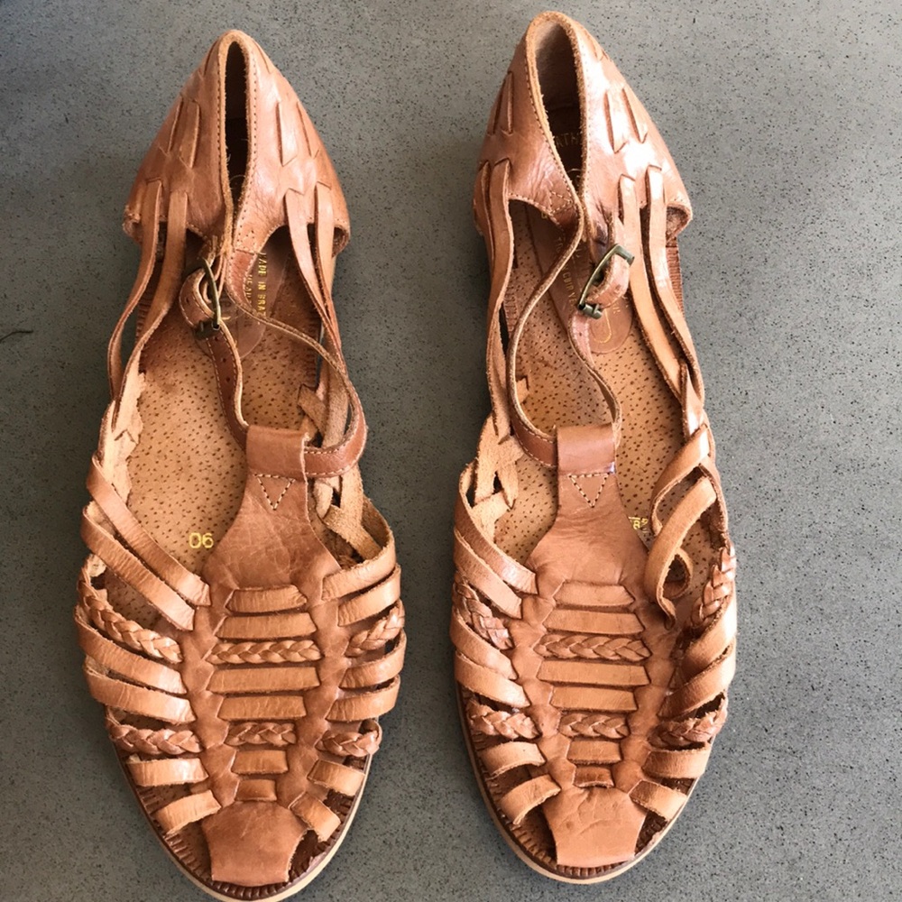Huaraches leather woven flats sandals made in Brazil